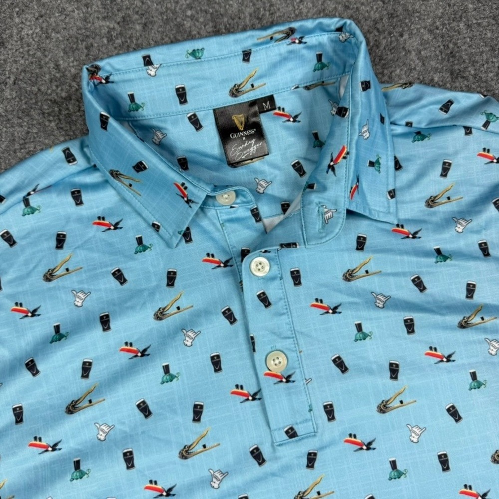 Sunday Swagger Guinness Polo Shirt Mens Medium Blue Toucan Pint Performance Golf